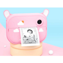 어린이 프린트 카메라 똑딱이 컴팩트 즉석카메라 흑백, 퍼플유니콘 32G 메모리 카드  인화지 6롤