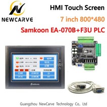 Samkoon EA-070B HMI 터치 스크린 7 인치 FX3U 시리즈 PLC 산업용 제어 보드 RS485 DB9 통신 라인 Newcave, 02 with FX3U 24MT