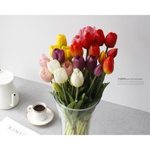 아기사진 스튜디오촬영소품 튤립조화 꽃꽂이 인조식물 컨셉사진 원룸 사진관 신혼집 플랜테리어 꽃송이, 오렌지