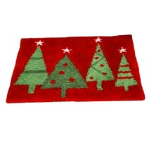 래치 후크 키트 카펫 쿠션 깔개 만들기 키트 인쇄된 캔버스 패턴이 있는 /성인용 20' X 20', 폴리 에스터, 크리스마스 트리 레드