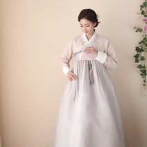 김홍갑한복 [한복대여]다솜 피치핑크 앤 실버그레이 혼주 하객한복 한복 세트