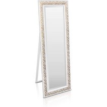 Casa Chic Store의 Rococo 방문 Shabby Chic 벽 거울 - 130 x 45 cm - 대형 프렌치 빈티지 스타일 전신 거, 단색, 화이트 골드