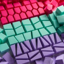 대용량 메이크업 100P 래쉬톡 삼각 하우스 사다리 조각 컬러 국산 퍼프, 1세트, 혼합 대용량 퍼프 100P