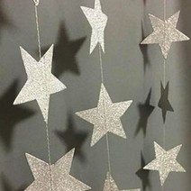 [지호] 캐릭터 가랜드 /공주가랜드/별가랜드/페이퍼팬/삼각가랜드/생일파티, 별 종이가랜드_실버