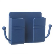 벽 마운트 전화 홀더 에어컨 TV 원격 제어 스토리지 박스 휴대 플러그 USB 충전 스탠드 랙, blue