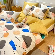 Mercury Home Textile 공식 웹 사이트 귀엽한면 침구 4 피스 세트 100 침구면 어린이 침대 싱글 퀼트, 돌 인상 MX, 사용자 정의 1.5m(5 피트) 침대 시트 4
