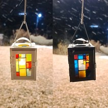 나스카피 LED 테이블 무드등 캔들 홀더 스테인글래스, 화이트