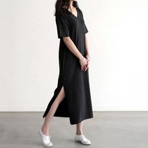 3컬러 원피스 브이넥 여름 치마 옆트임 롱 여자