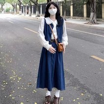 초가을 여성 프렌치 미니멀 슬림핏 데님 원피스 투피스