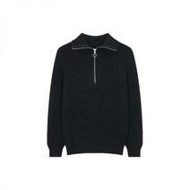 LARDINI 청키 립 하프 집업 스웨터 - 블랙