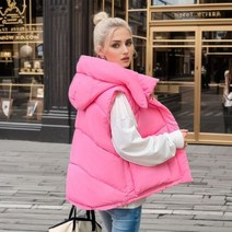 패딩 조끼 겨울 여성 화이트 숏 파카 자켓 후드