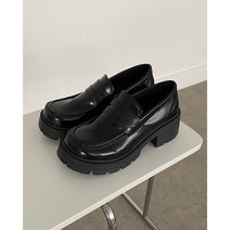 플랫폼 통굽 청키 로퍼 블랙 5cm