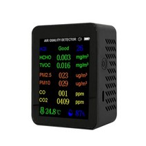 휴대용 공기질 측정기 PM2.5 PM10 CO CO2 TVOC HCHO AQI 온도 습도 테스터 시간 표시 컬러 스크린 9 in 1, CN, Common Version