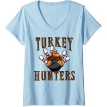 볼링유니폼 볼링티셔츠 볼링티 Womens Turkey Hunters Bowling funny bowler gift for men V-Neck T-Shirt