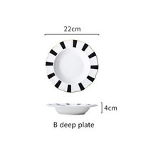 혼수 신혼부부 집들이 홈파티 그릇 화이트 금테 림 도자기 접시 음식 저녁 식사 서비스 요리 샐러드 수프 세라믹 커피 소스 세트 폴카 도트 선물, B deep plate