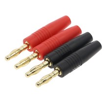 전장부품 4mm 플매트 카펫 러그 금도금 뮤지컬 스피커 케이블 와이어 핀 바나나 커넥터 4 피스, 01 2 X Red-2 X Black