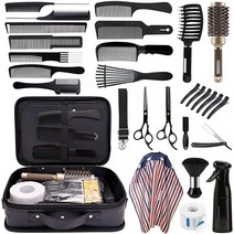 Barber Tools 케이스 세트 이발소 또는 가정용 헤어 스타일리스트 용품용 미용사 가방 커팅 22in1 PU 망토 빗/브러시 가위 면도기 목 먼지떨이 스프레이 병 클립