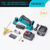 전기대패 자동대패 평면절삭기 목공공구 무선 전동 대패 렌치 포함 18V 15000rpm 핸드 헬드 충전식 전기, 02 1Battery 3.0A_02 EU