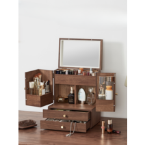 원목 화장품 진열대 보관함 탁상용 브러쉬 거치대 매니큐어, 종합 보석함