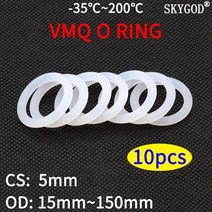 고무 오링 10pcs vmq o 링 씰 가스켓 cs 5mm 외경 15 실리콘 1세트, 외경 45mm 내경 35mm, 하얀, CS 5.0mm