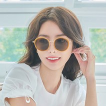 멜라크메 라운드 캣츠 뿔테 호박 오렌지 선글라스