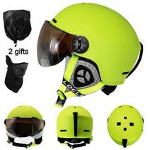 스노우 스키헬멧 보드 헬멧 스노우보드 OCE 스키 고글 통합 PC + EPS CE 인증 여성 남성, Fluorescent Yellow_M (54-56cm)