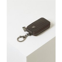 22FW [CREST CROCO] 브라운 문장장식 크로커엠보 소가죽 지퍼키홀더 DBHO2F527W3