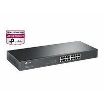 티피링크 TPLink 16 포트 기가비트 이더넷 스위치 | 플러그 앤 플레이 실드 포트가 있는 견고한 금속 랙 마운트 팬리스 제한된 수명 보호 비관리형TLSG1016