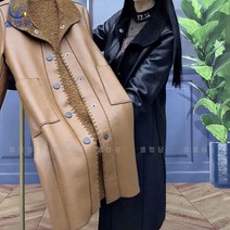 셀럽당 양면으로 입을 수 있는 가죽 코트 여 하프 가을 겨울 루즈핏 기모 도톰 빅사이즈 트렌치 점퍼