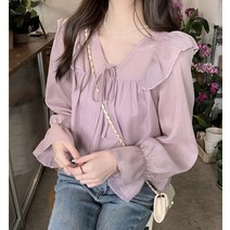 루즈핏 셔츠 상의 디자인감 빈티지 긴팔 블라우스