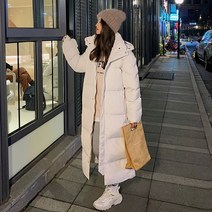 ANYOU 겨울 롱 후드 코트 여자롱패딩 여성 일상 루즈핏 우정 롱패딩