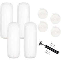 보트앵커 닻 보트 소형 요트 스키 로프 바늘 및 펌프가있는 10x28 인치/250x700 MM 흰색 펜더 4 개, 01 WHITE