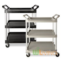 [미국정품] 러버메이드 다용도서비스카트 3단카트 USA-342488 은회색 (854mmx473mmx959mm), 1개