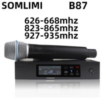 새로운! SOMLIMI 디지털 다이버 시티 전문 UHF 야외 듀얼 무선 마이크 가라오케 QLXD4 BET87A 무대 공연 A, 823-865Mhz