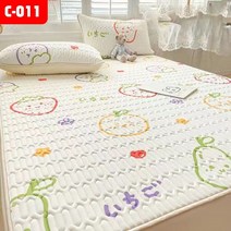 어싱 접지 매트 패드 라텍스 매트리스 커버 세트 에어 컨디셔닝 소프트 매트 여름 얼음 실크 만화 인쇄 비 슬립 Foldable 기계 빨, 180x200cm, 02 C-011