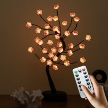 이코노미쿠스 LED 무선 감성 나무 침대 간접 조명 전등 수면등 무드등 크리스마스, 벚꽂 (리모컨)