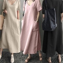 예쁜 여름 반팔 롱 원피스 면마 린넨 빅사이즈 스커트