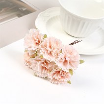 미니조화 6PCS 인공 꽃 미니 카네이션 수국 꽃다발 홈 장식 웨딩 센터 피스 크리스마스 트리 갈 랜드, 03 light pink