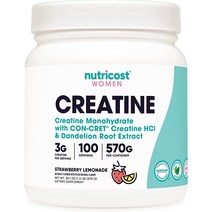 여성을 위한 뉴트리코스트 크레아틴 일수화물 분말 미분화 딸기 레모네이드 100인분 - 채식주의자 유전자 변형 성분 없음 글루텐 프리, [01] 50인분(1팩), [02] 딸기 레모네이드