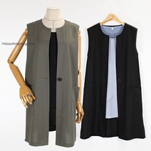 해피통통 린넨 롱 베스트 여성 빅사이즈 여름 조끼