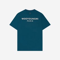 우영미 화이트 백로고 티셔츠 블루