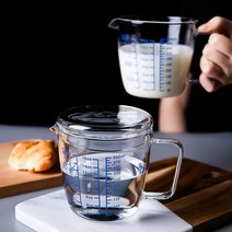 계량컵 플라스틱 커피 계량컵 스텐비커 쌀 비이커 유리비커 250ml500ml 파이렉스 우유 규모 전자 레인지 유리 우유 용기 뚜껑 에스프레소, 500ml b 스타일