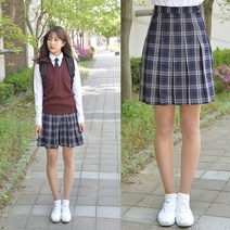 교복몰 / 백합주름치마 블랙체크 전체 주름교복치마