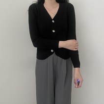 VANANA2 여성 데일리 심플 톤다운 차분한 브이넥 단추 가디건