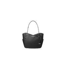 마이클코어스 Michael Kors 제트 세트 여행용 대형 체인 숄더 토트 블랙 PVC 핸드백 레더