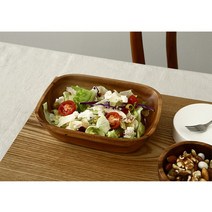 사각 우드샐러드볼 아카시아나무 중18cm 대21.5cm, 중 18cm x 13cm(7인치)