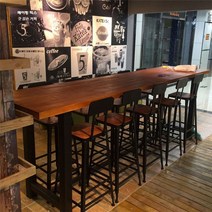 우드슬랩 긴 식탁 바테이블 2m 3m 카페 중심테이블, 200 x 40 x 105 (데스크탑 5cm)