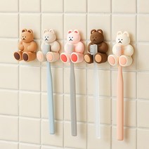 로마네 도낫도낫 베어 실리콘 칫솔 걸이 거치대 욕실 용품 거울 흡착, 밀크티, 1개