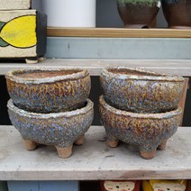 제이팟다육 타원 미니 수제화분 다육이 화분 4개 세트 도자기 화분