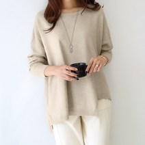 데일리앤 포스트 언발 라운드넥 루즈핏 니트